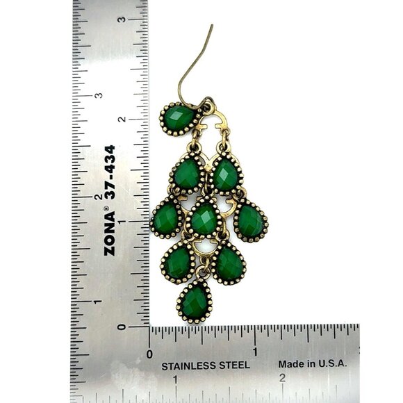 Green Teardrops Dangle Earrings - Picture 5 of 6